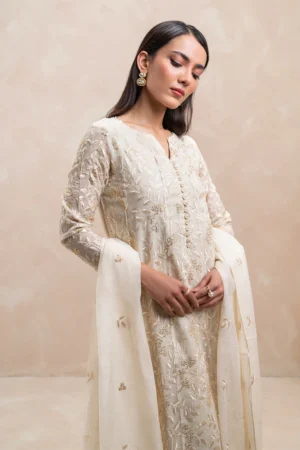 3 PIECE EMBROIDERED COTTON NET SUIT
